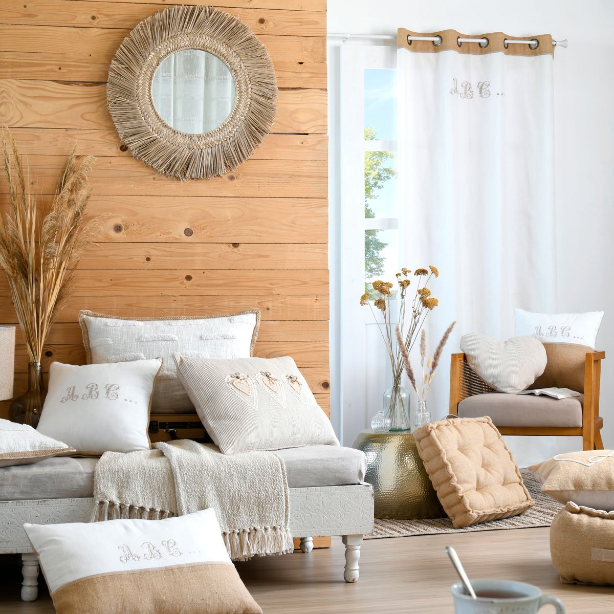 Almofada JOSEPHA cru em algod&atilde;o 40x60cm