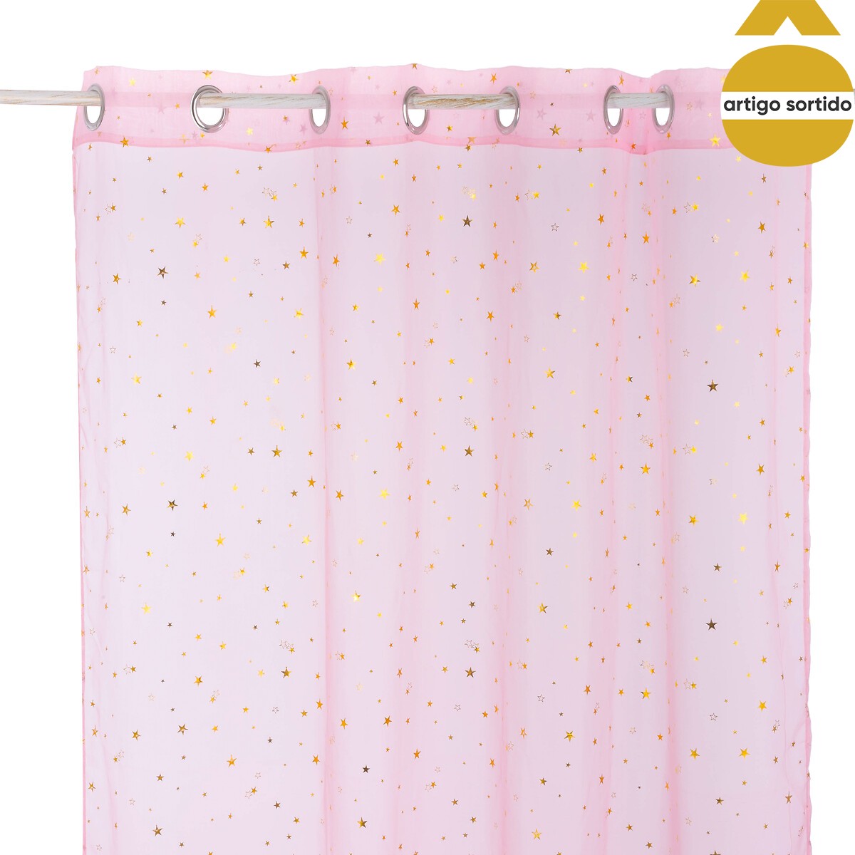 Cortina com estrelas douradas 140x250cm