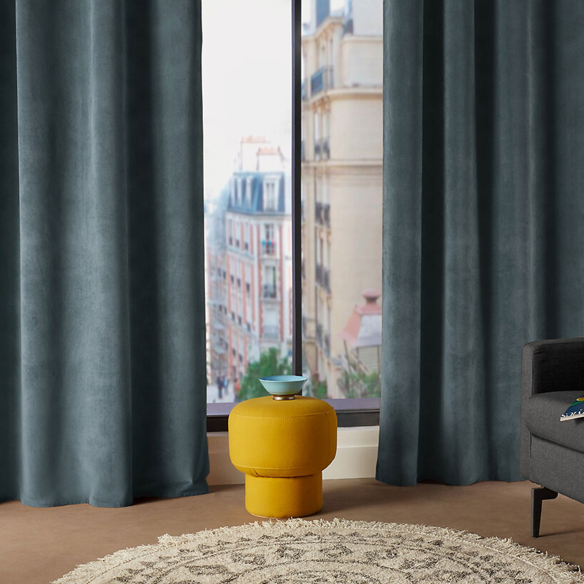 Cortina De Terciopelo Azul Intenso 140x250 Velours | Maisons Du Monde