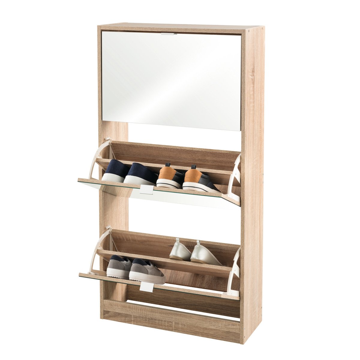 Sapateira em madeira com 3 gavetas espelhadas