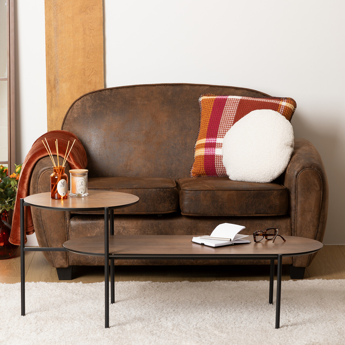 Sofá de 2 lugares STANIS castanho