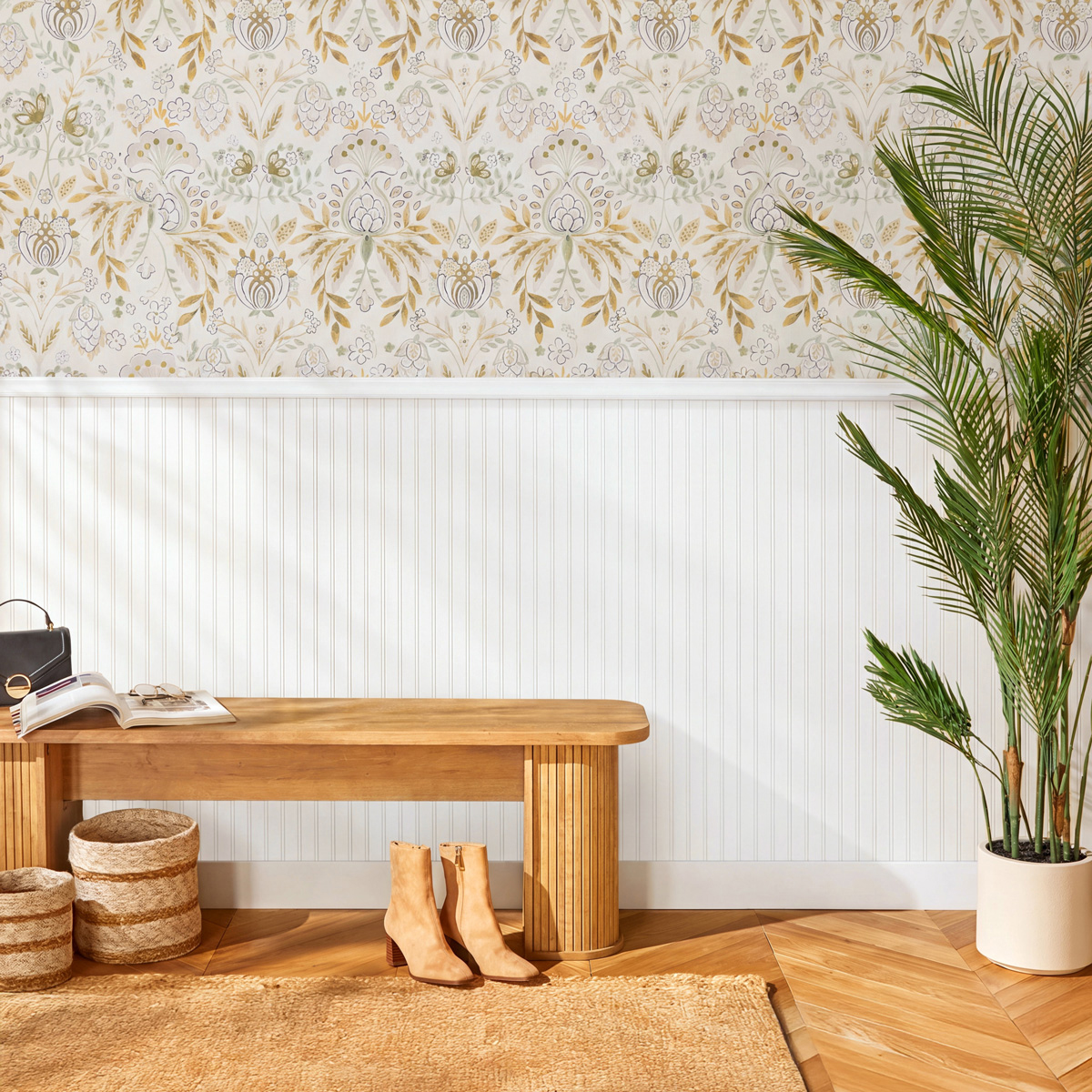 Conjunto de 4 pain&eacute;is decorativos BENY branco 100cm