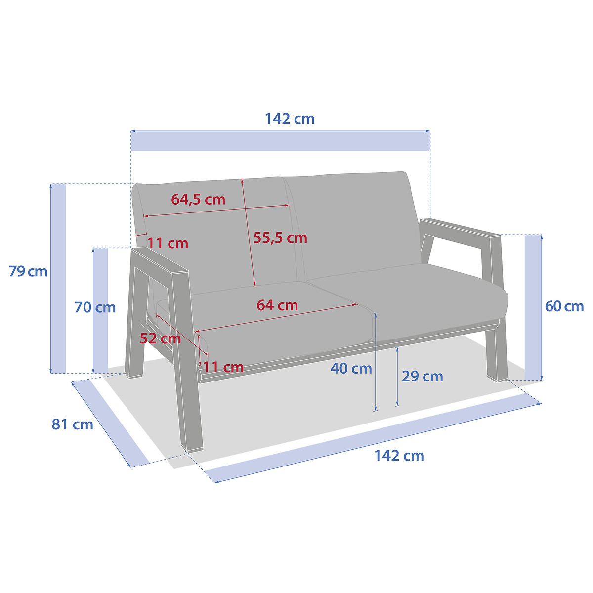 Sofá AXIOME bege e castanho em alumínio
