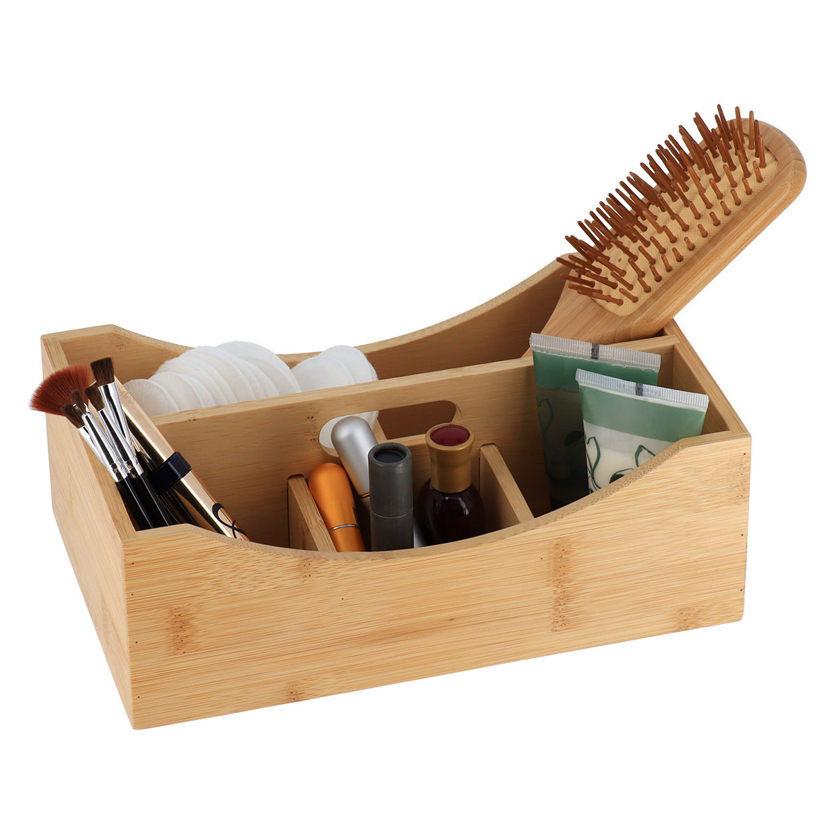 Organizador com 5 compartimentos castanho em bambu