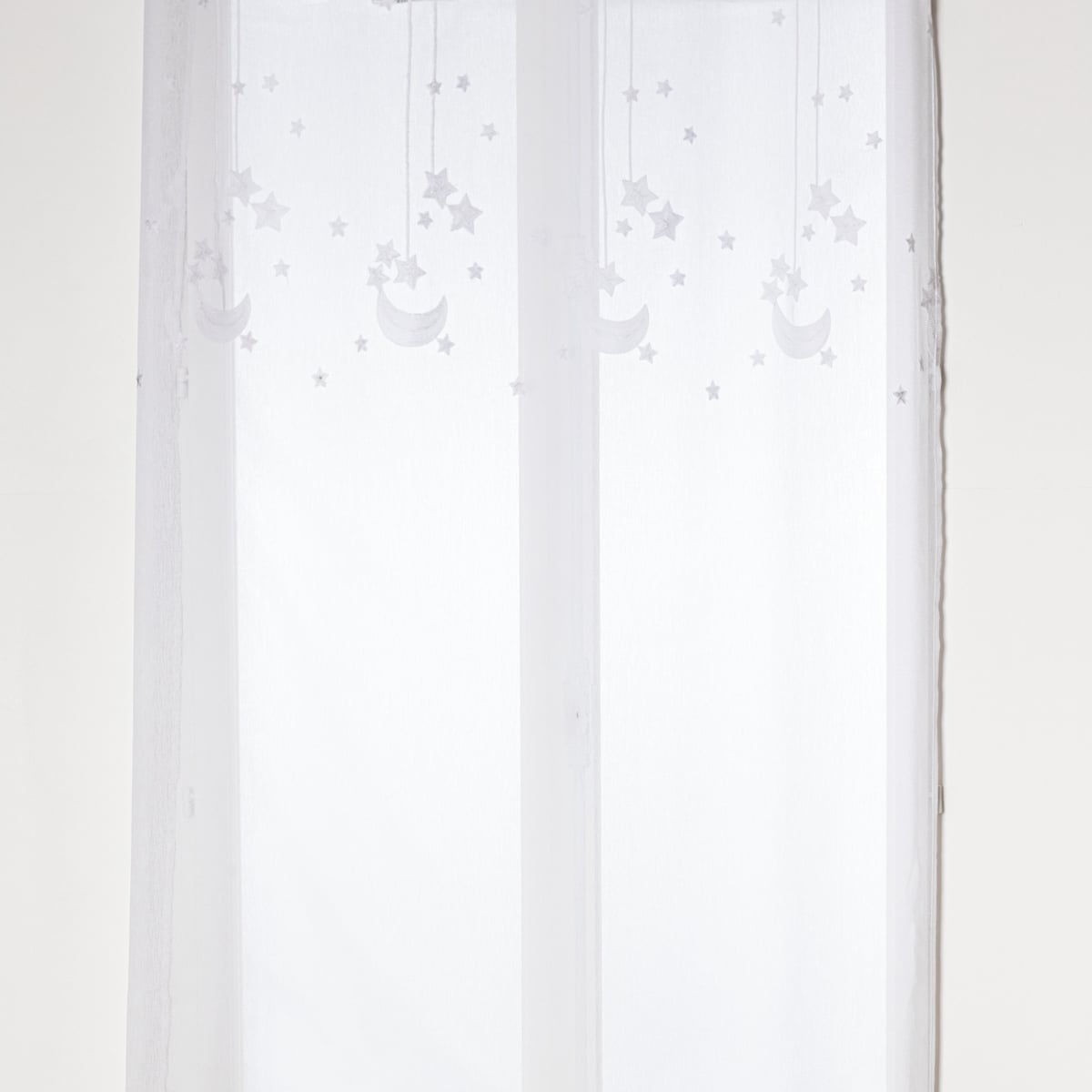 Cortina branca estrelas bordadas 140x240cm