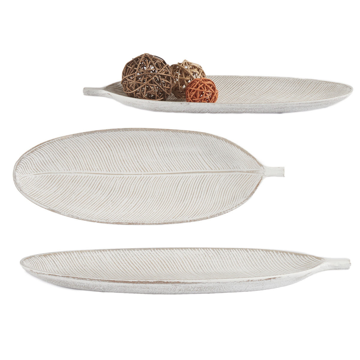 Centro de mesa em forma de FOLHA branco