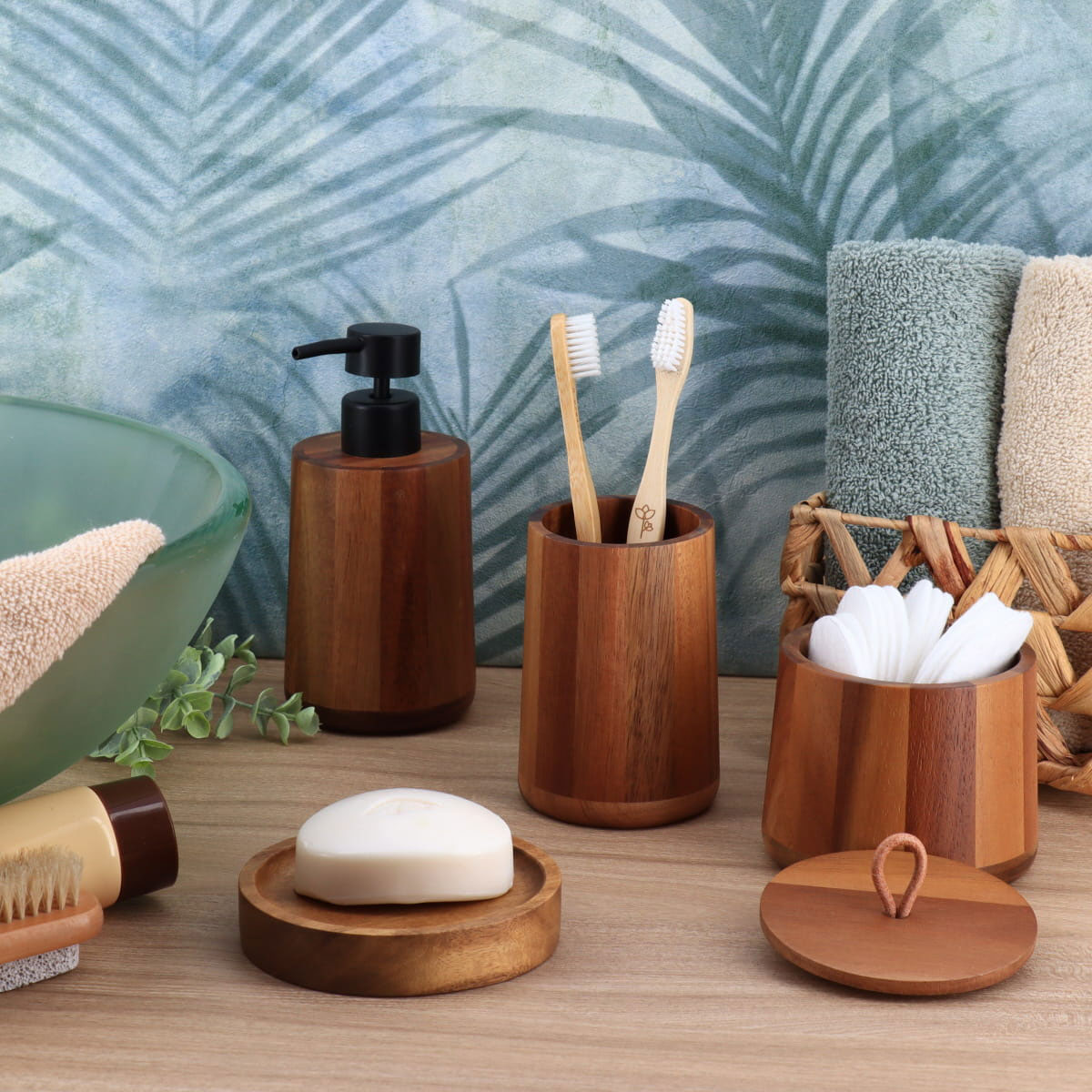 Copo wc castanho em madeira ac&aacute;cia