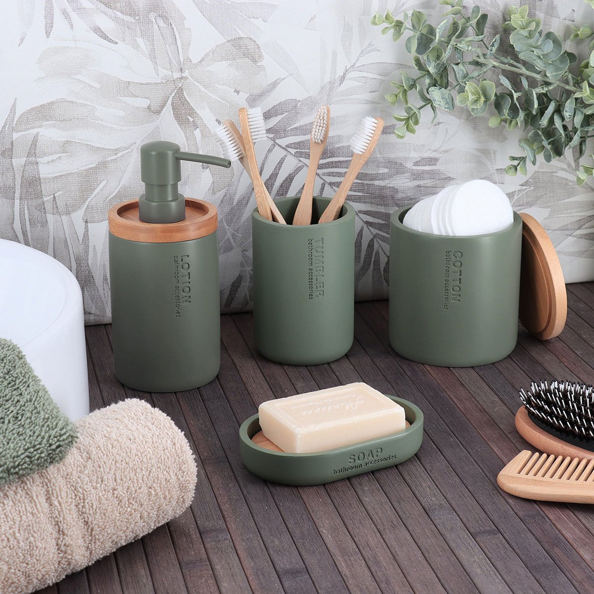 Doseador sabonete liqu&iacute;do verde caqui