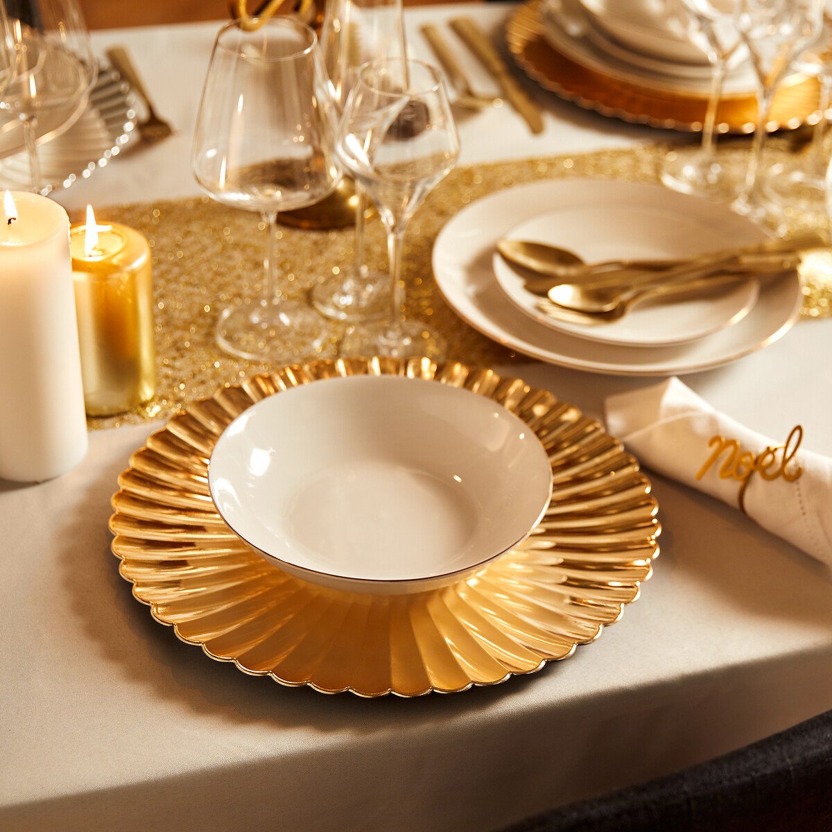 Prato marcador concha dourado 33cm