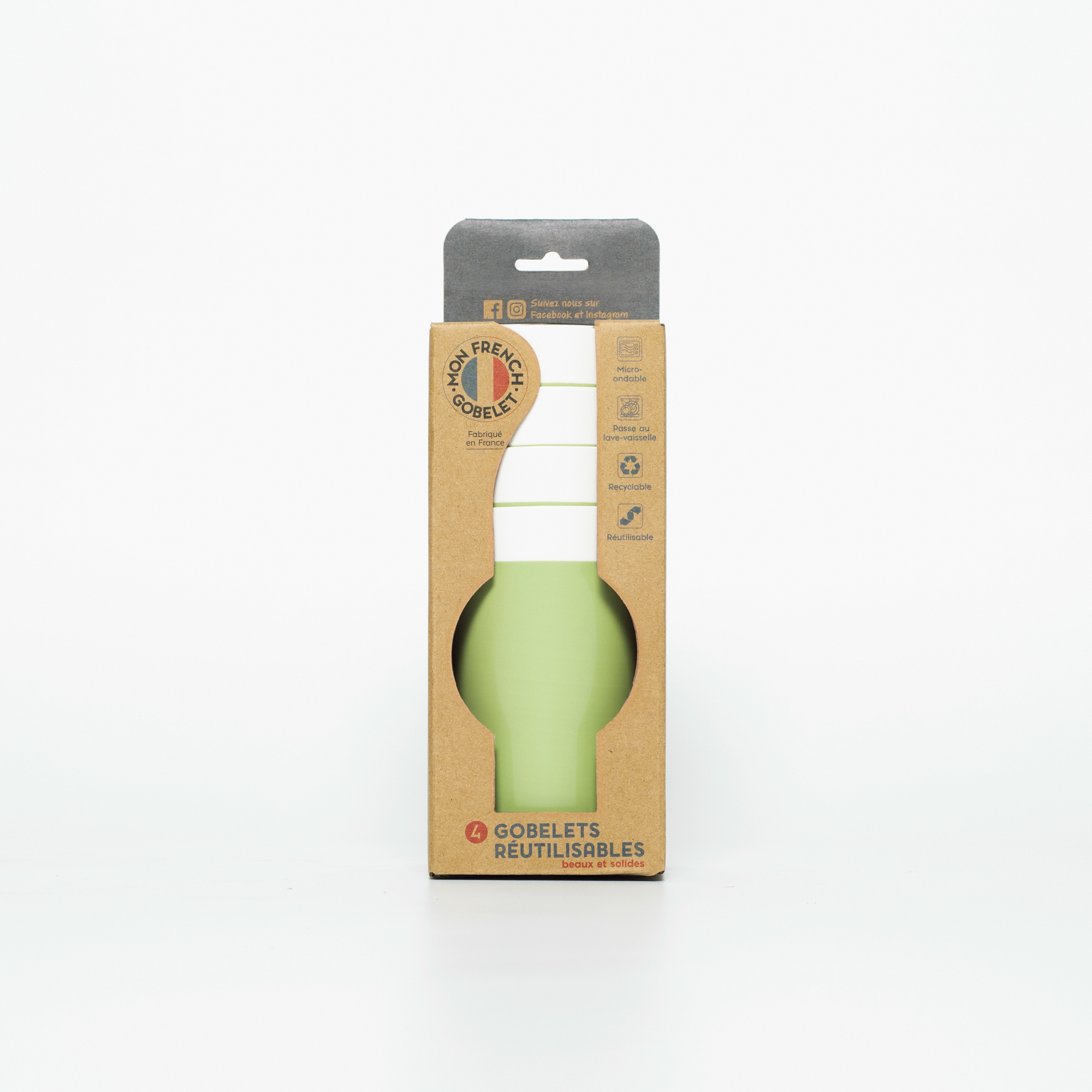 Conjunto de 4 copos UNIE verde 33cl,  Conjunto de 4 copos UNIE verde 33cl
