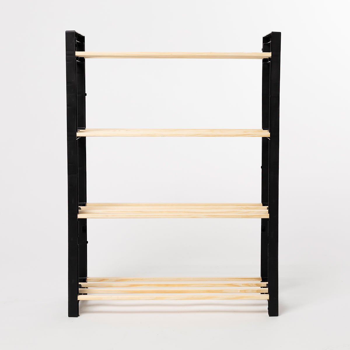 Sapateira com 4 n&iacute;veis preta em madeira