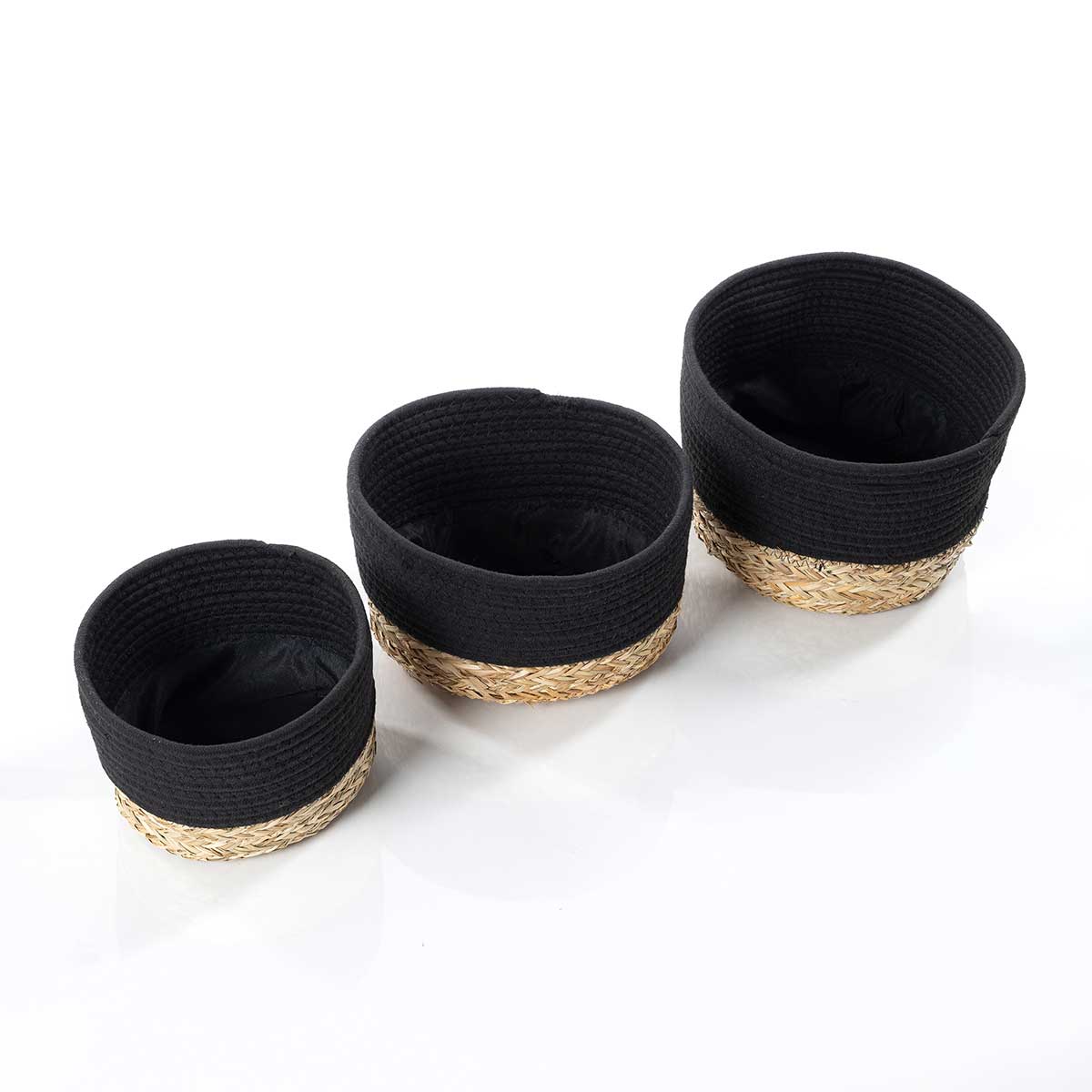 Cesto wc preto e natural 20x25cm