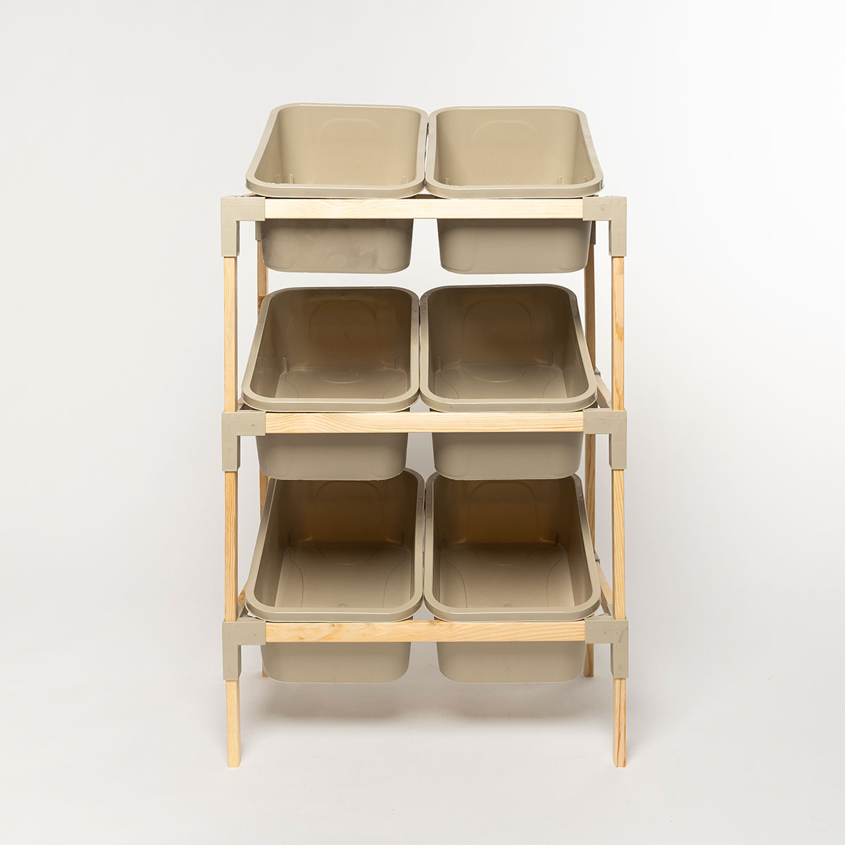 Estante com 6 organizadores bege