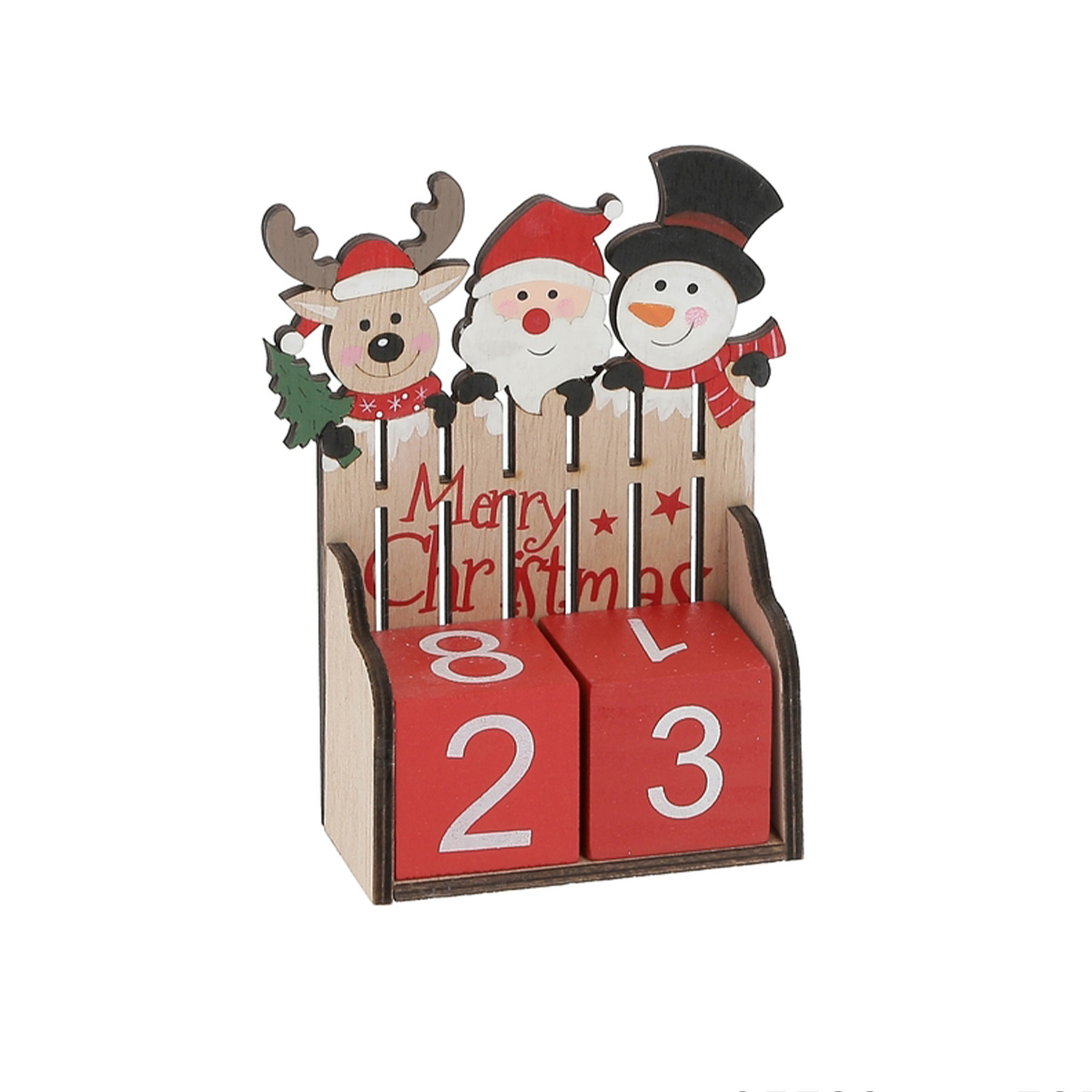 Calend&aacute;rio Do Advento Figura De Natal Em Madeira