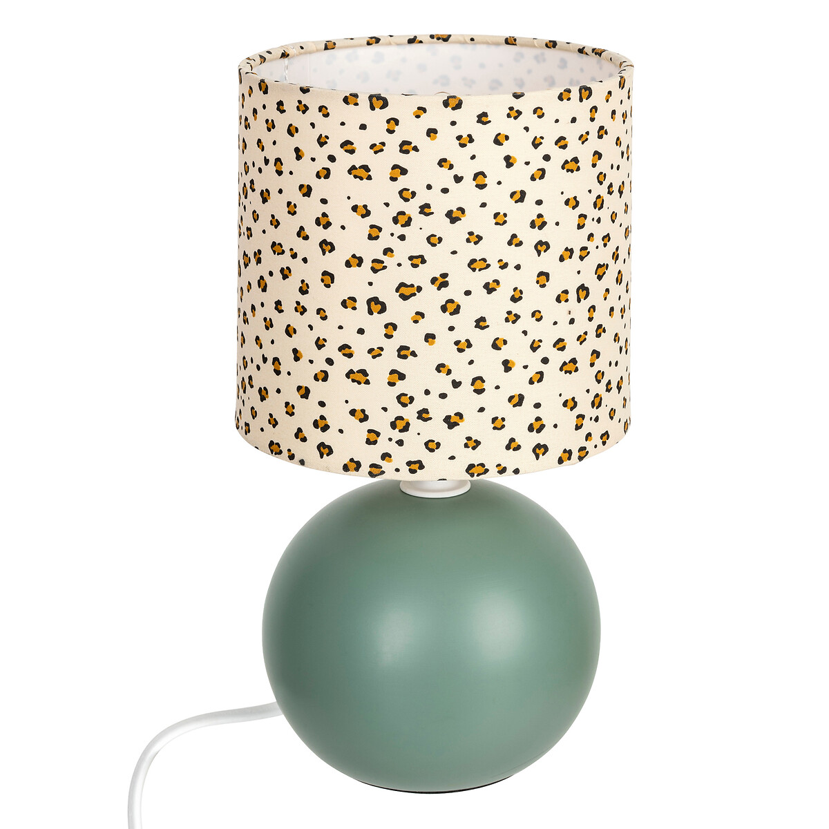 Candeeiro de mesa com padrão leopardo bege e verde,  Candeeiro de mesa com padrão leopardo bege e verde