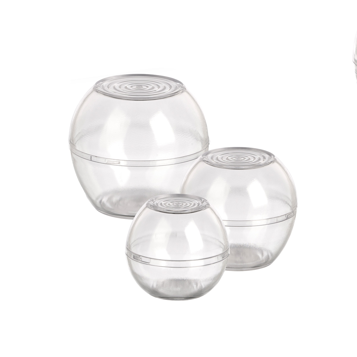 Conjunto 3 recipientes pl&aacute;stico transparente