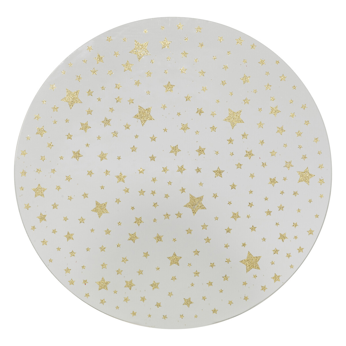 Castiçal espelho com estrelas douradas 30cm,  Castiçal espelho com estrelas douradas 30cm