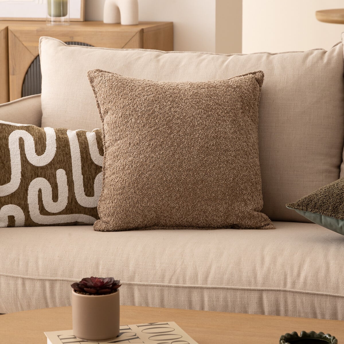 Almofada AUTOMNE bouclette taupe 45x45cm