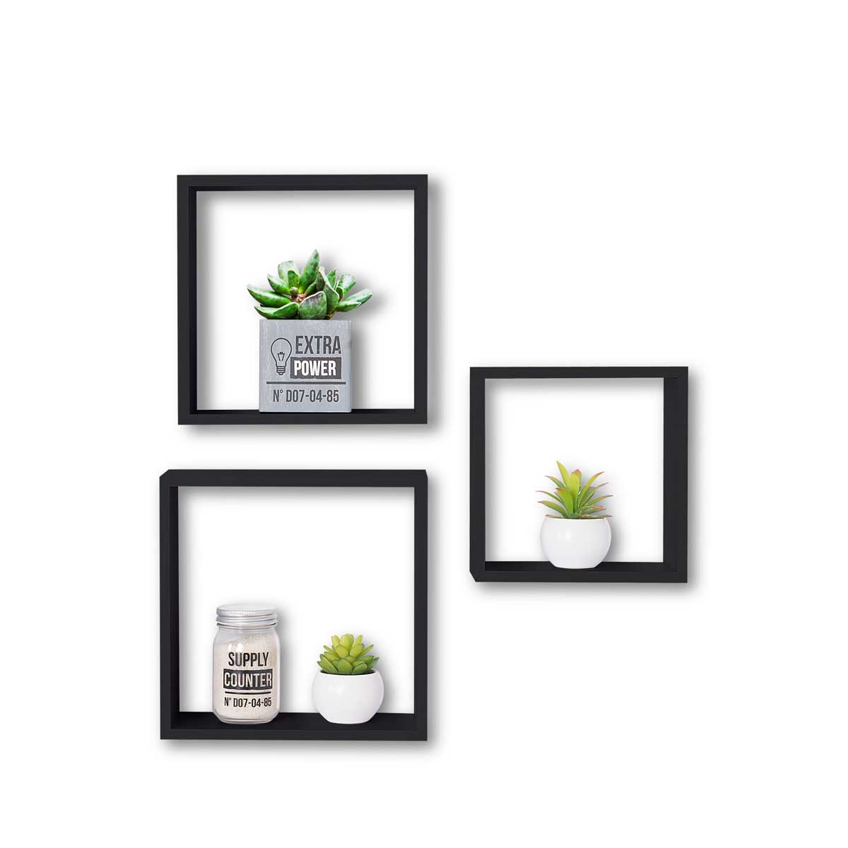 Estantes De Pared De Cubos De Roble Natural 5five - Set De 3 Unidades, Medidas 25x25x9 Cm, MDF