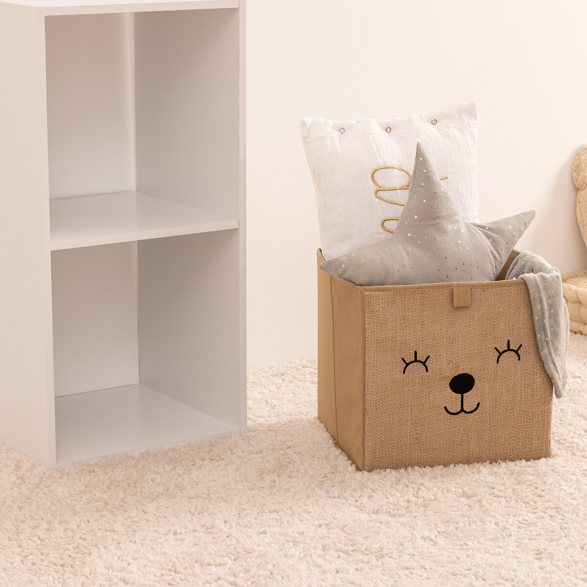 Cubo de arruma&ccedil;&atilde;o urso castanho 29x29cm