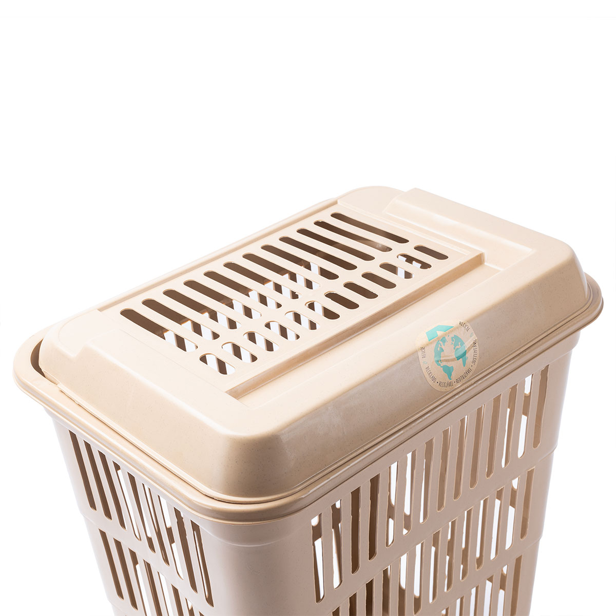 Cesto de roupa wc LAND castanho claro com tampa