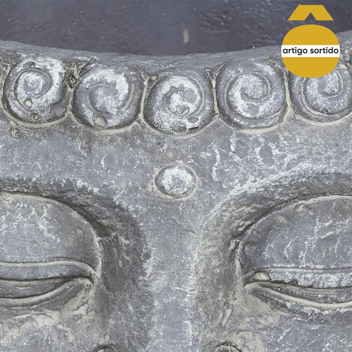 Vaso cabeça buda em cimento,  Vaso cabeça buda em cimento