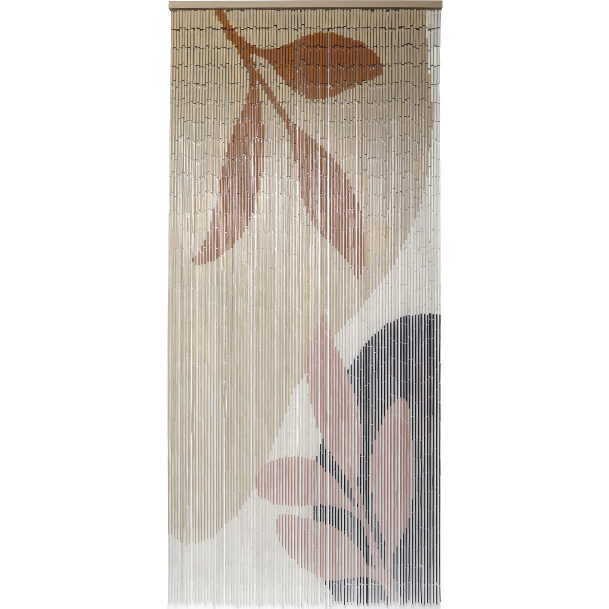 Cortina decorada em bambu e madeira para porta 90x200cm