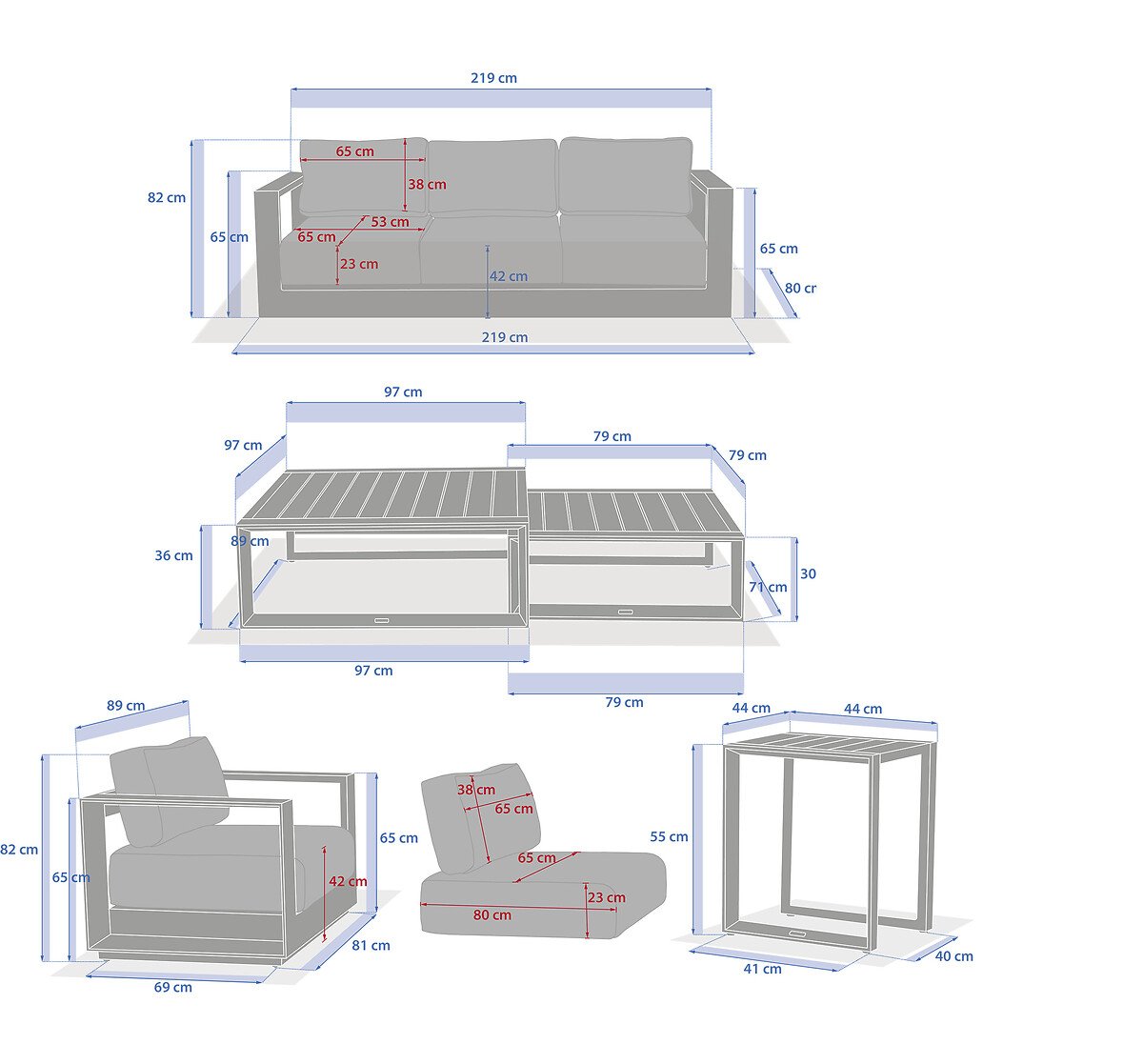 Conjunto de jardim ALLURE cinza escuro