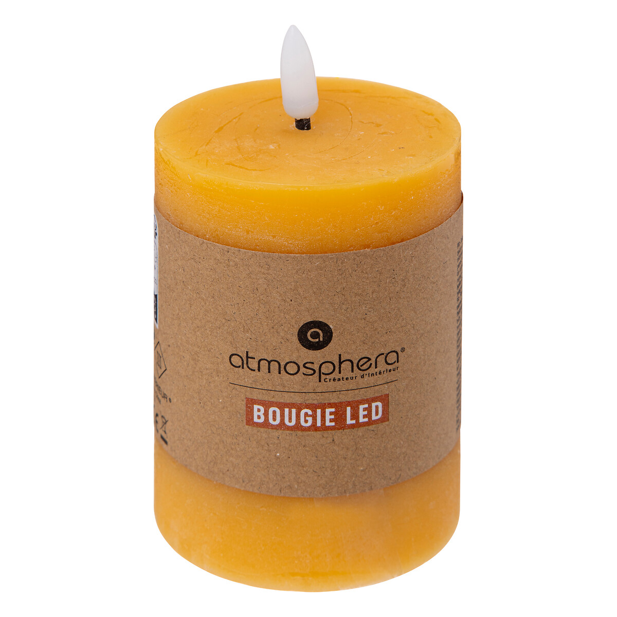 Vela led cil&iacute;ndrica MOLIA amarela 12,5cm