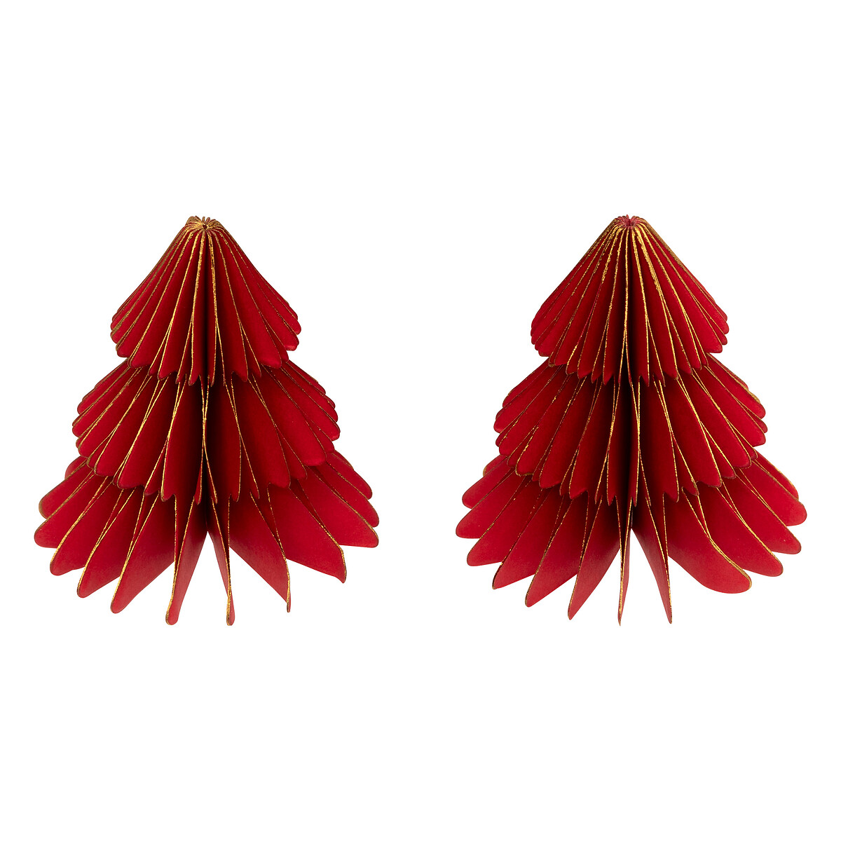 Conjunto de 2 &aacute;rvores de natal para mesa vermelho 6x6cm