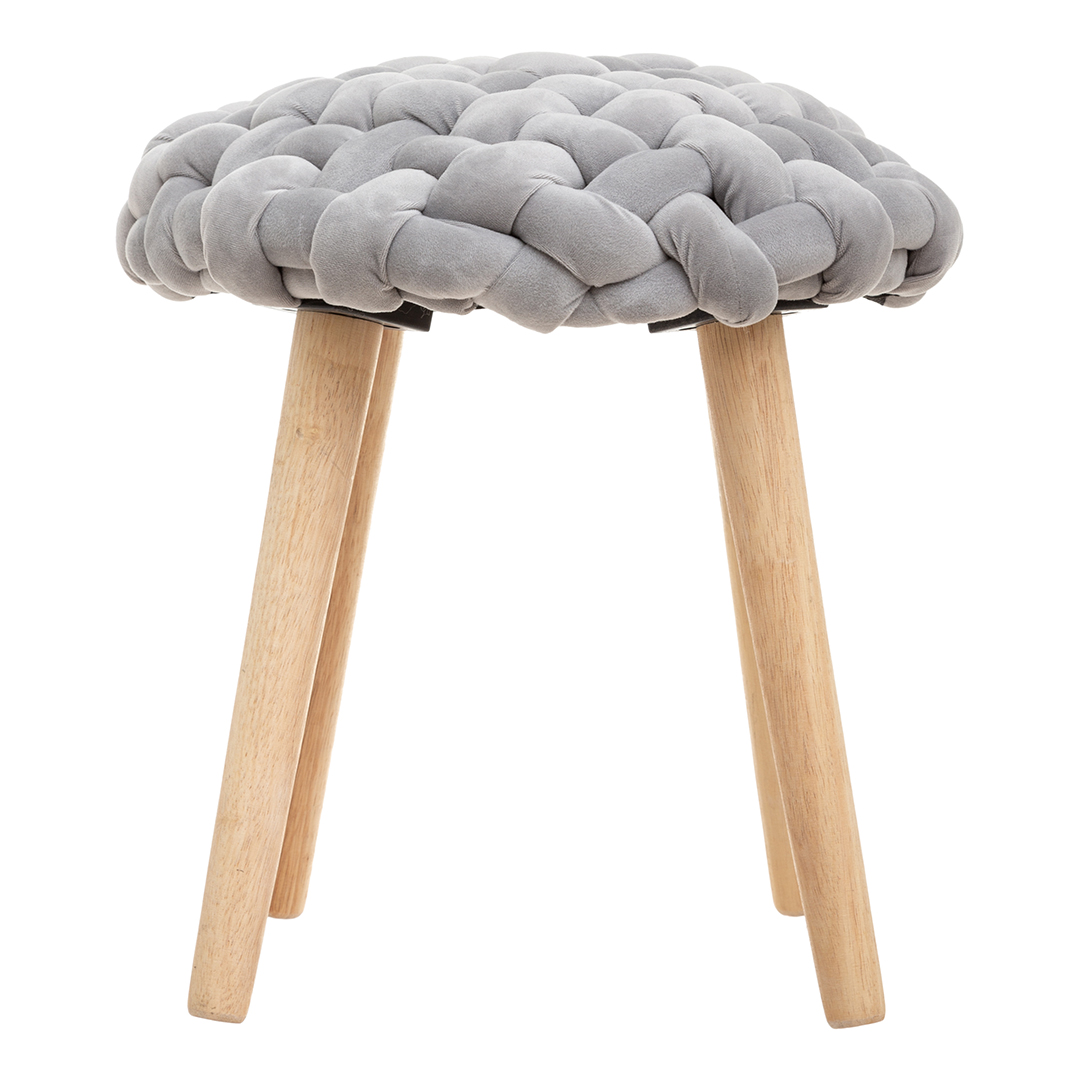 Tamborete Cinza Em Tricot