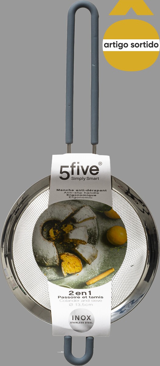 Coador em inox com cabo silicone 14cm,  Coador em inox com cabo silicone 14cm