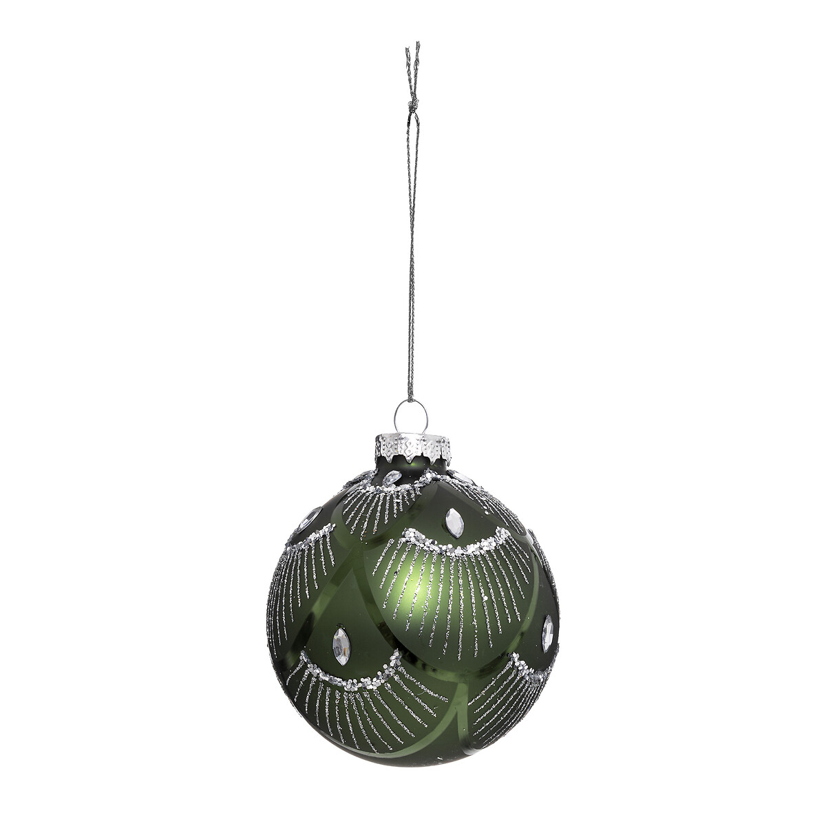 Pendurante bola de vidro ART DECO verde 8cm