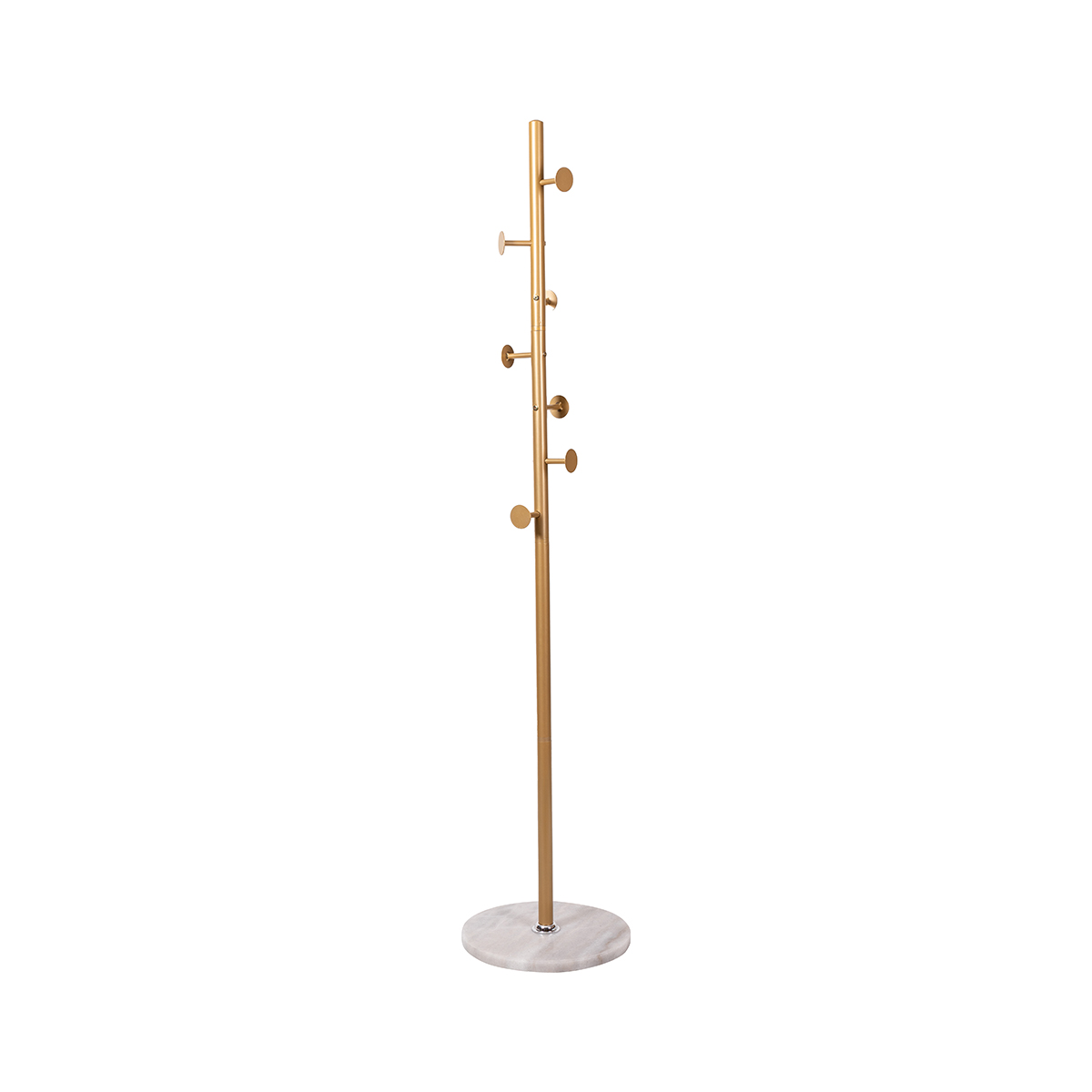Cabide de p&eacute; com 7 ganchos dourado e base em m&aacute;rmore 177cm