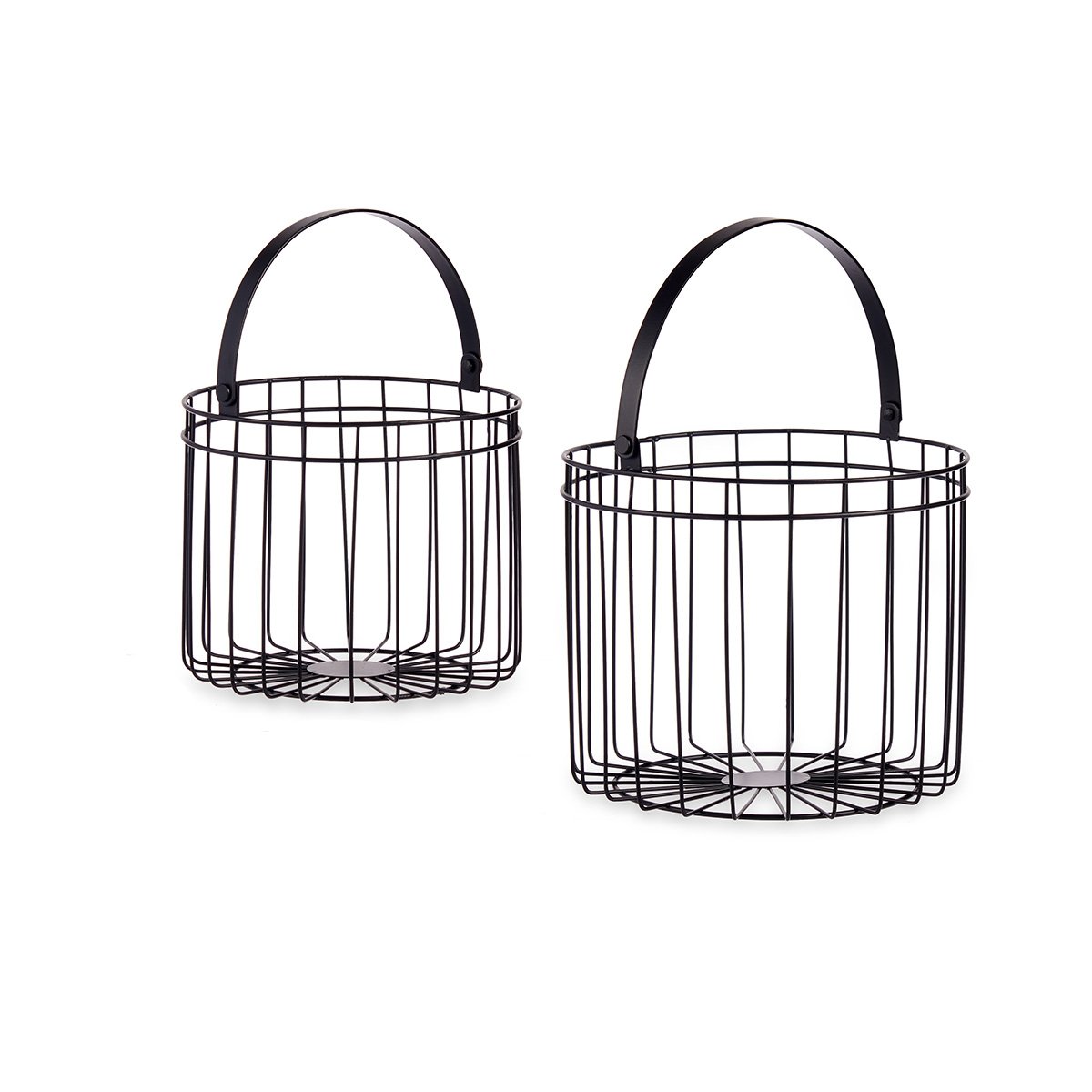 Cesto com pega preto em metal 30cm