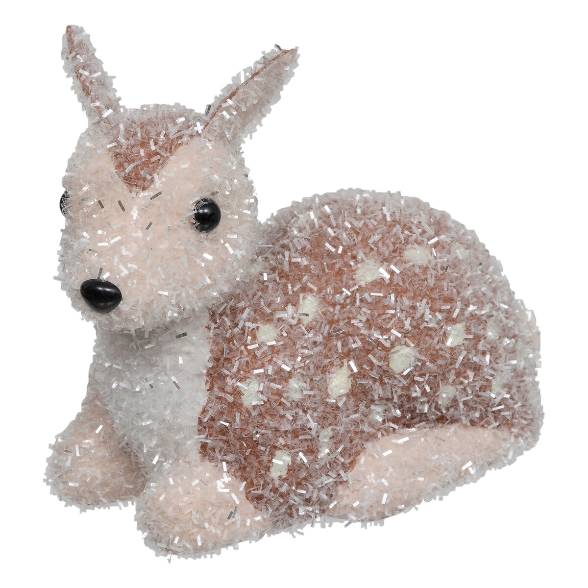 Figura de rena com neve castanha e branca 15x10x19cm