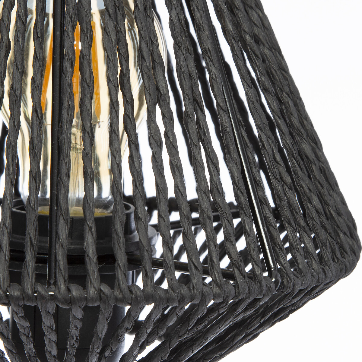 Candeeiro de mesa JILY preto ETNIC em corda,  Candeeiro de mesa JILY preto ETNIC em corda