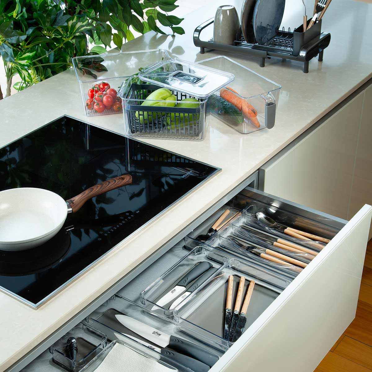 Caixa de arruma&ccedil;&atilde;o transparente com pegas 12,5x30cm