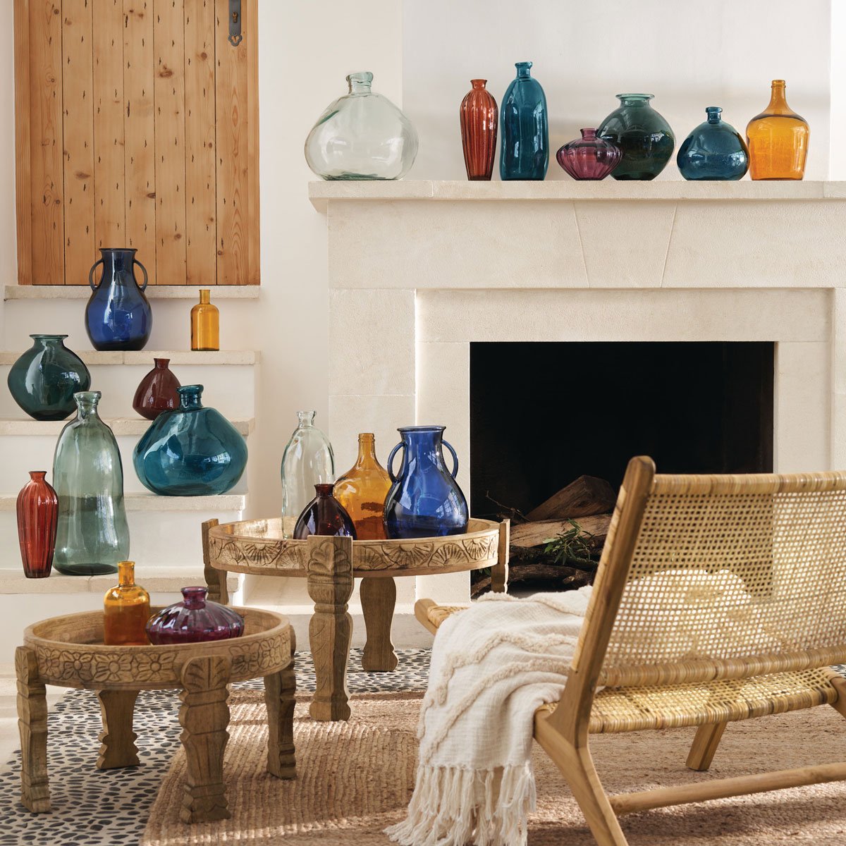 Jarra ULY verde caqui de vidro reciclado 51cm