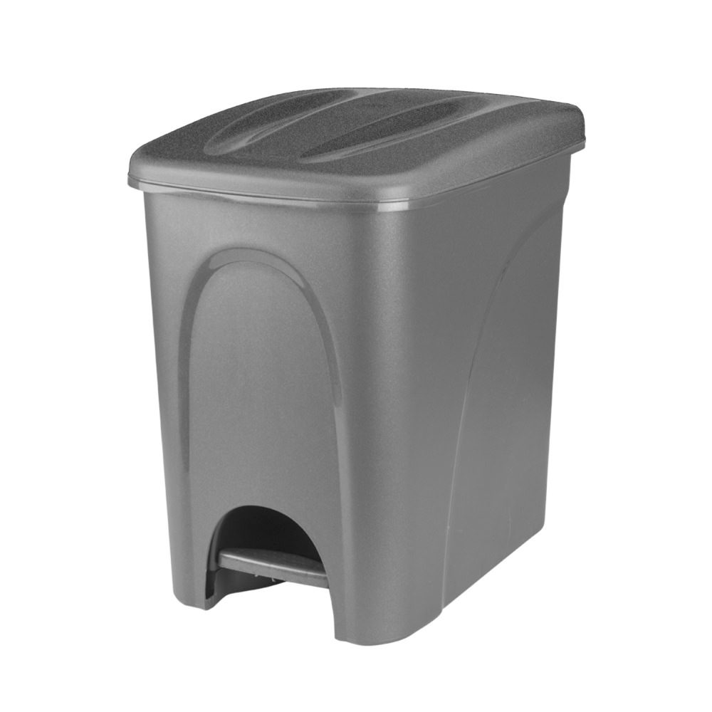 Balde lixo cinza com pedal 25l,  Balde lixo cinza com pedal 25l