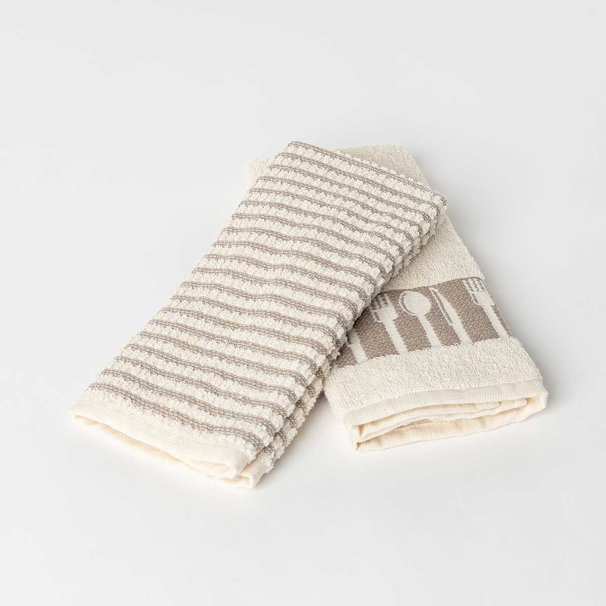 Conjunto De 2 Panos De Cozinha Bio Branco Em Algodão