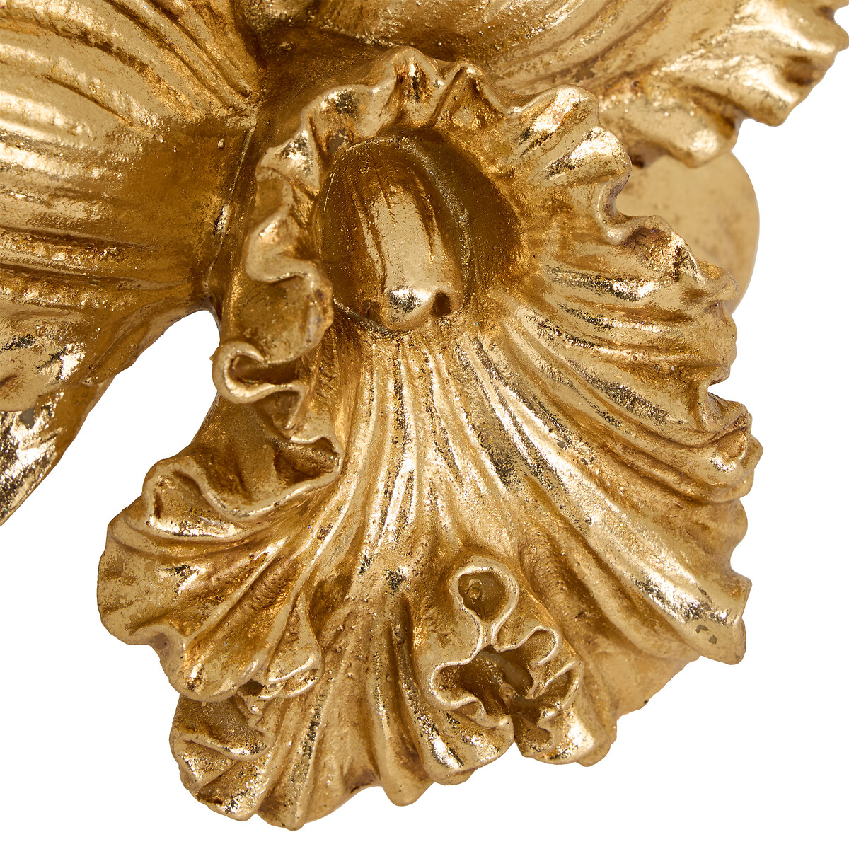 Flor decorativa dourada em cer&acirc;mica 20cm