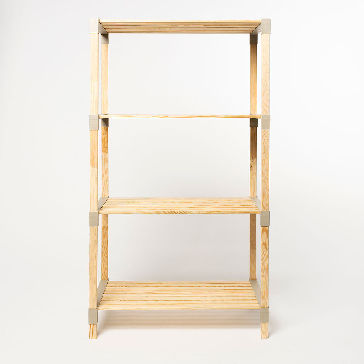 Estante multifuncional bege em madeira