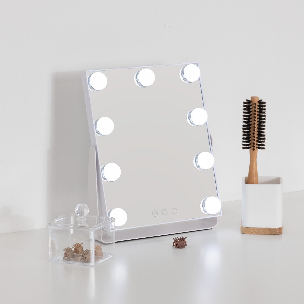 Espelho wc branco com luz led 32cm