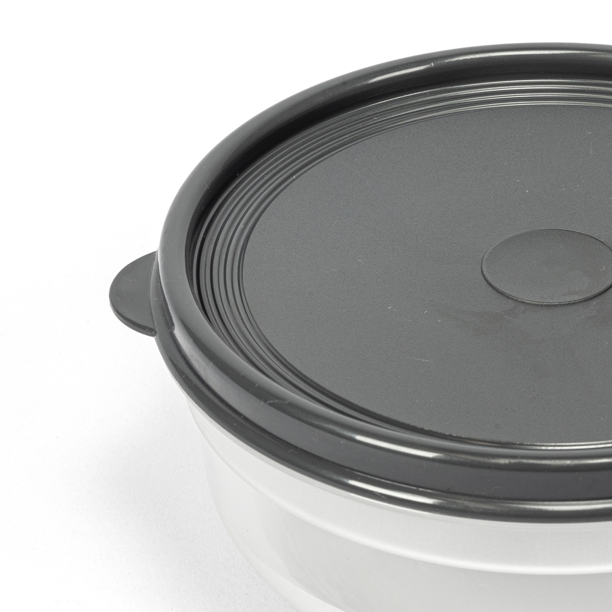 Caixa redonda com tampa cinza 0,8l