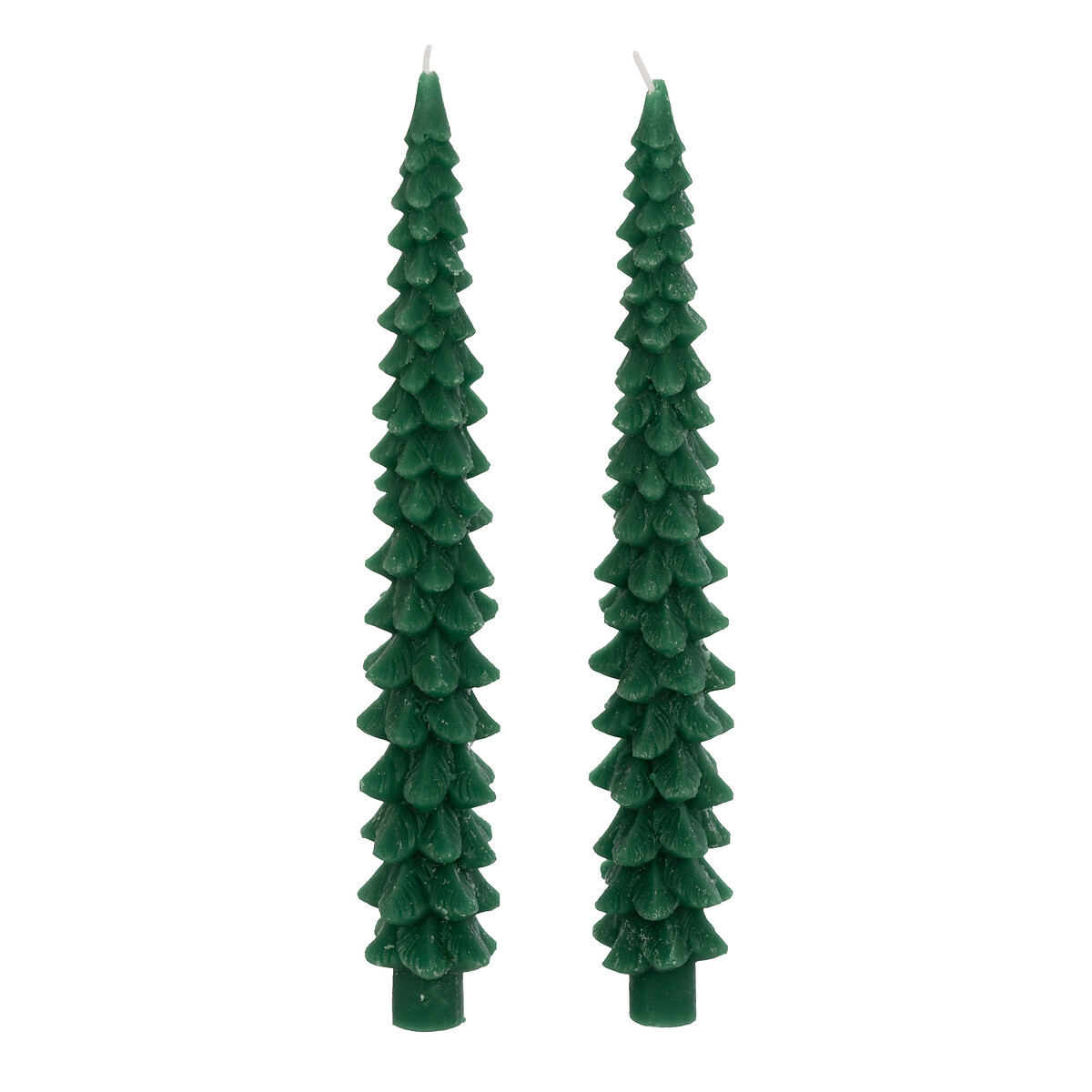 Conjunto de 2 velas &aacute;rvore de natal verde 25cm