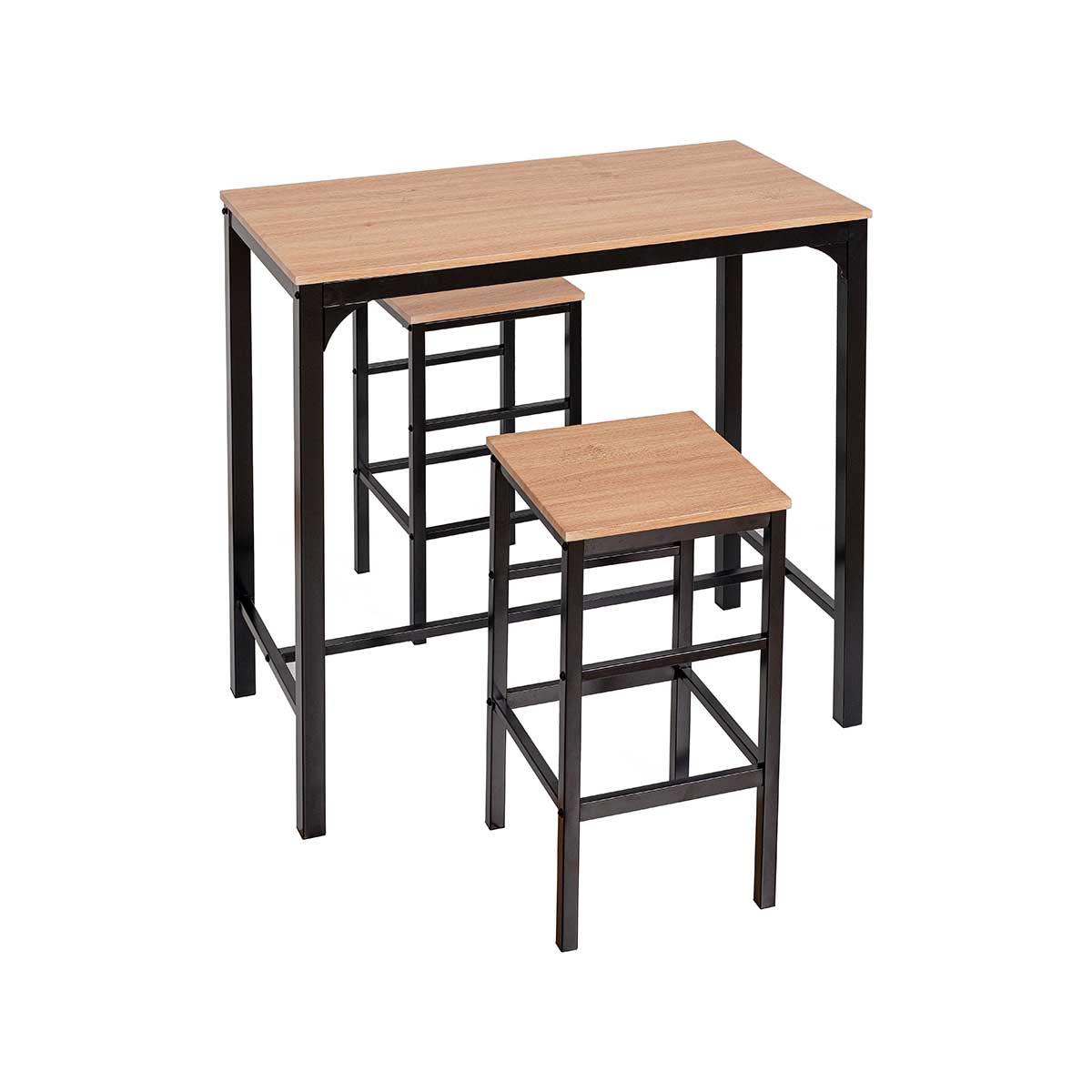 Conjunto de bar NATTES mesa e 2 bancos preto