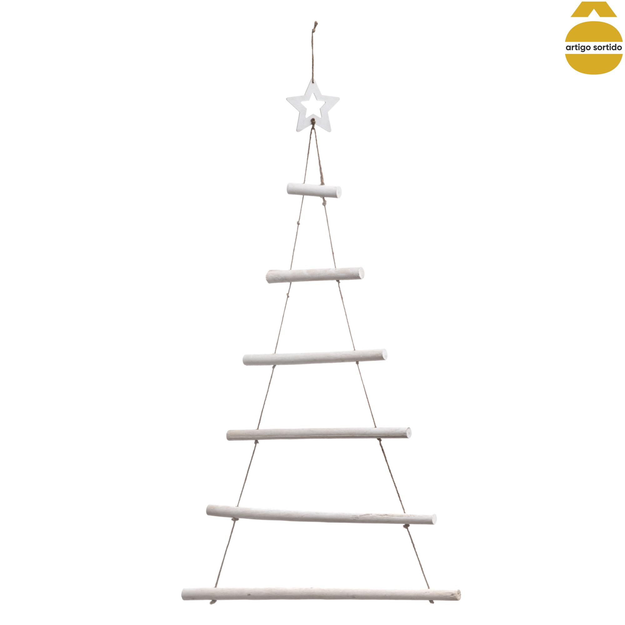 &Aacute;rvore de natal em madeira para suspens&atilde;o 95cm