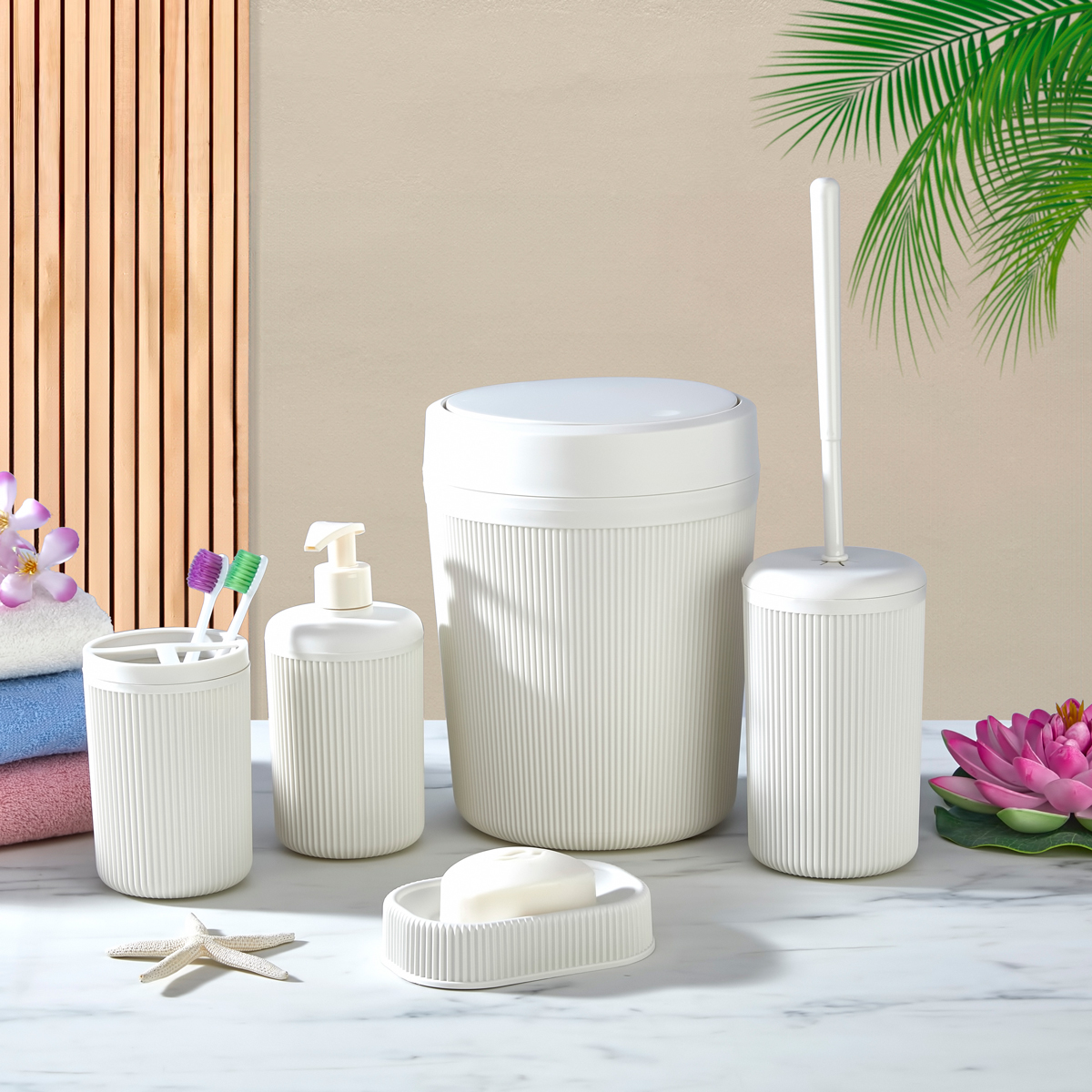Conjunto de 5 pe&ccedil;as wc ALESTA creme