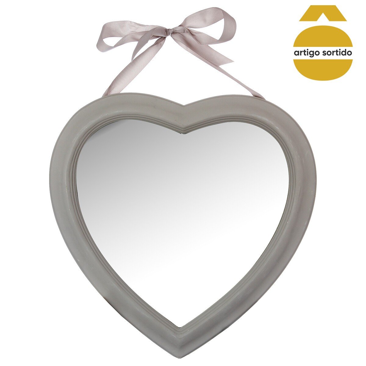 Espelho cora&ccedil;&atilde;o com la&ccedil;o 40cm